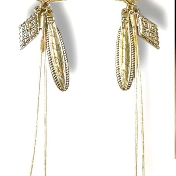 Free People Winona Bohemian Classic Hoop Earrings with Fringe NWT - Picture 3 of 7
